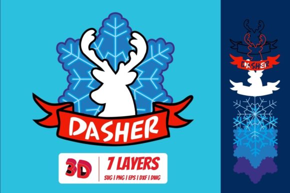 3D Layered Dasher SVG for Christmas Branding