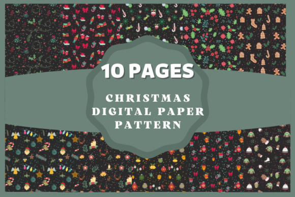 Christmas Digital Paper Pattern - Black Patterns