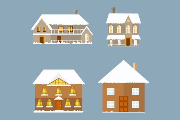 Christmas House Vector Set with Snow: A Graphic Templates Review