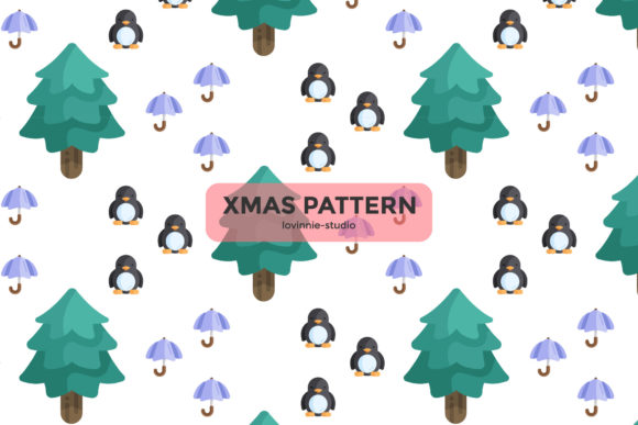Christmas Pattern Tree Penguin Umbrella: Patterns for Branding