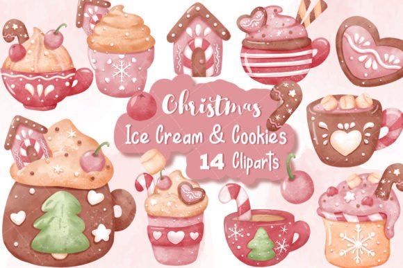 Christmas Series Ice Cream and Cookies Illustrations