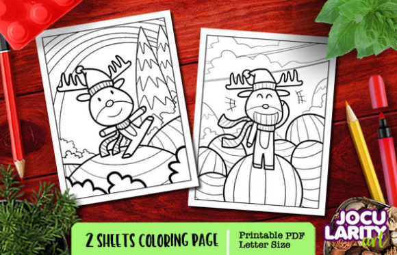 Cute Christmas Deer Coloring Pages Review