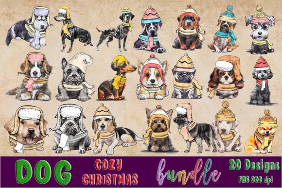 Dog Cozy Christmas Clipart Bundle: Illustrations Review