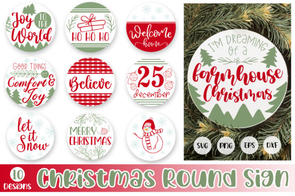 Round Sign Christmas SVG for Crafts & Sales