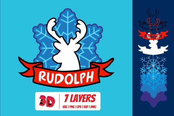 Rudolph 3D SVG for Christmas Blog Graphics