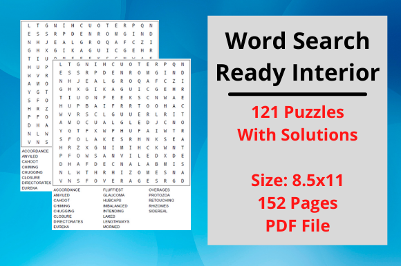 Word Search Book 121 Puzzles for KDP: A Kdp Interiors Gem